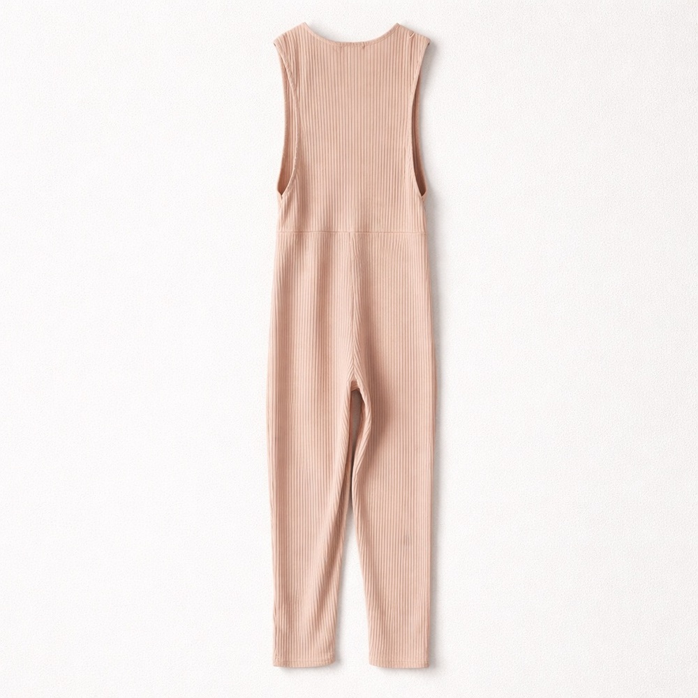 Missguided Champagne Nude V Neck Bodycon Jumpsuit - Picture 3 of 7